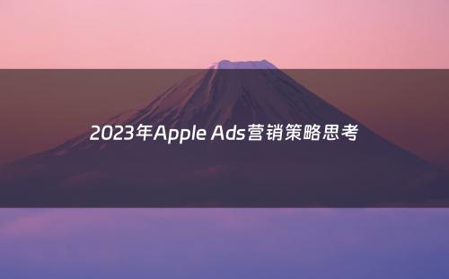 2023年Apple Ads营销策略思考